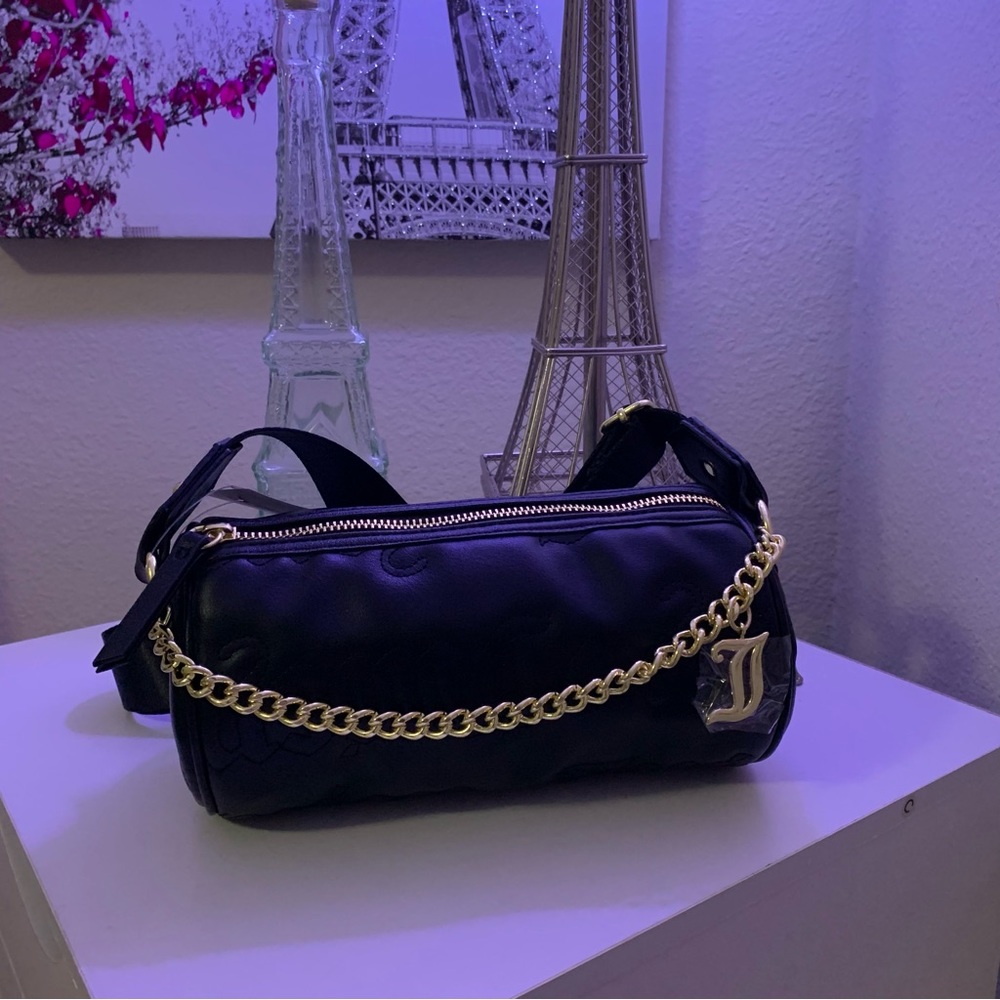 NWT Juicy Couture Black Quilted Puff Roll Barrel Bag TikTok